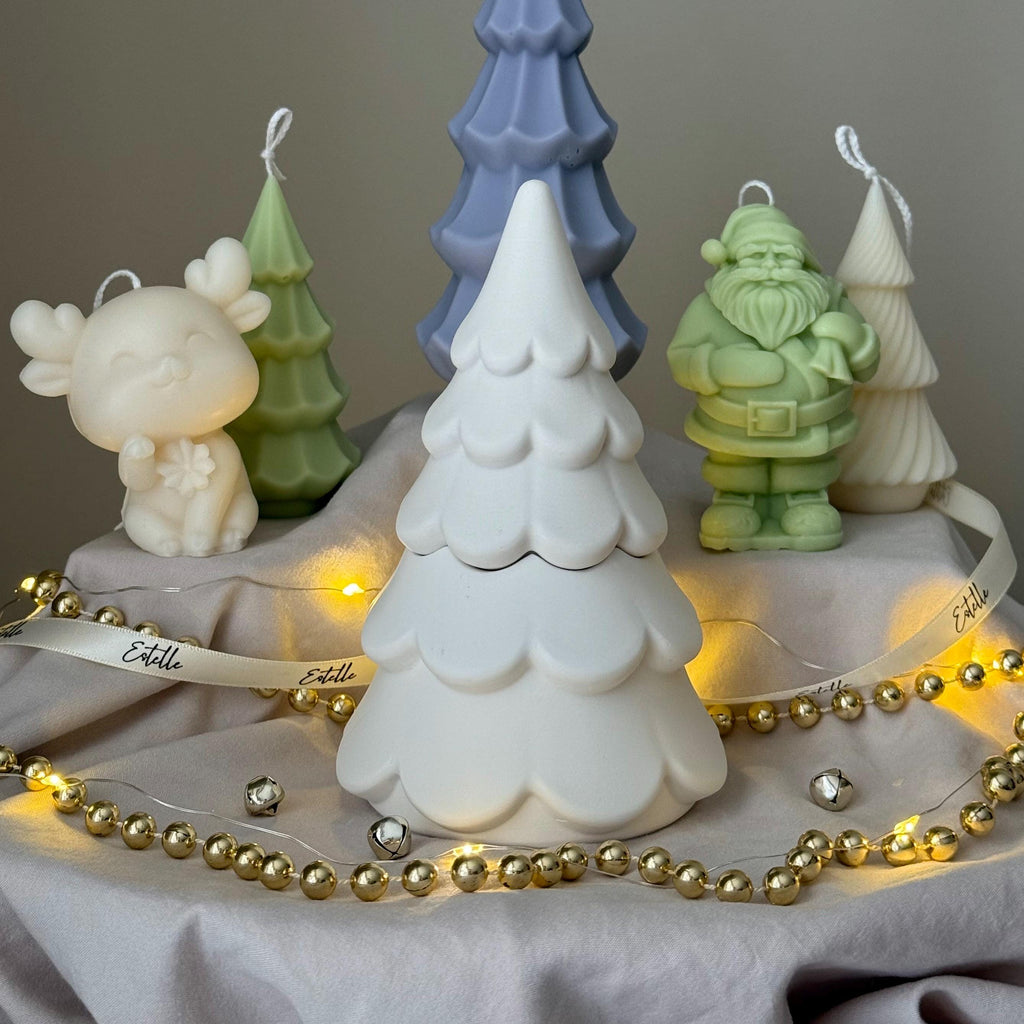 Christmas Tree Jar Soy Candle: Handmade Jesmonite Decor