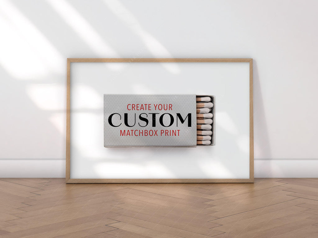 Personalized Matchbox Art Print – Custom Hotel Restaurant Bar Wall Decor