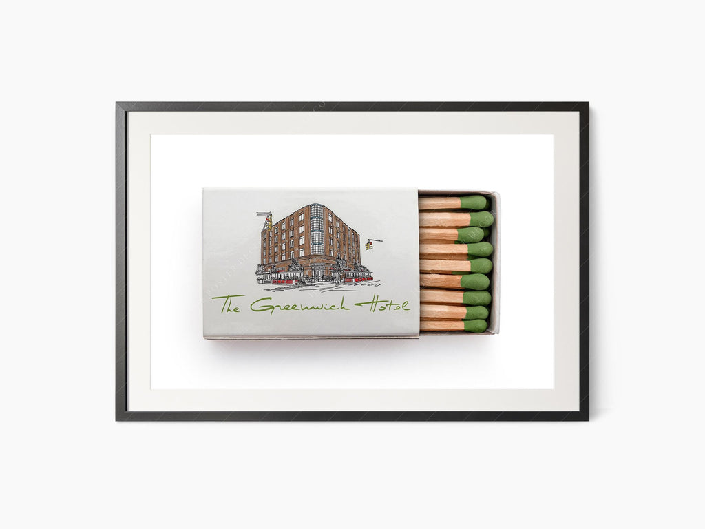 Personalized Matchbox Art Print – Custom Hotel Restaurant Bar Wall Decor