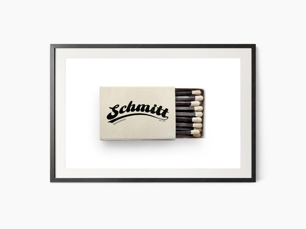 Personalized Matchbox Art Print – Custom Hotel Restaurant Bar Wall Decor