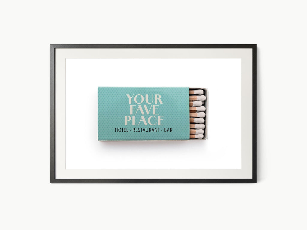 Personalized Matchbox Art Print – Custom Hotel Restaurant Bar Wall Decor