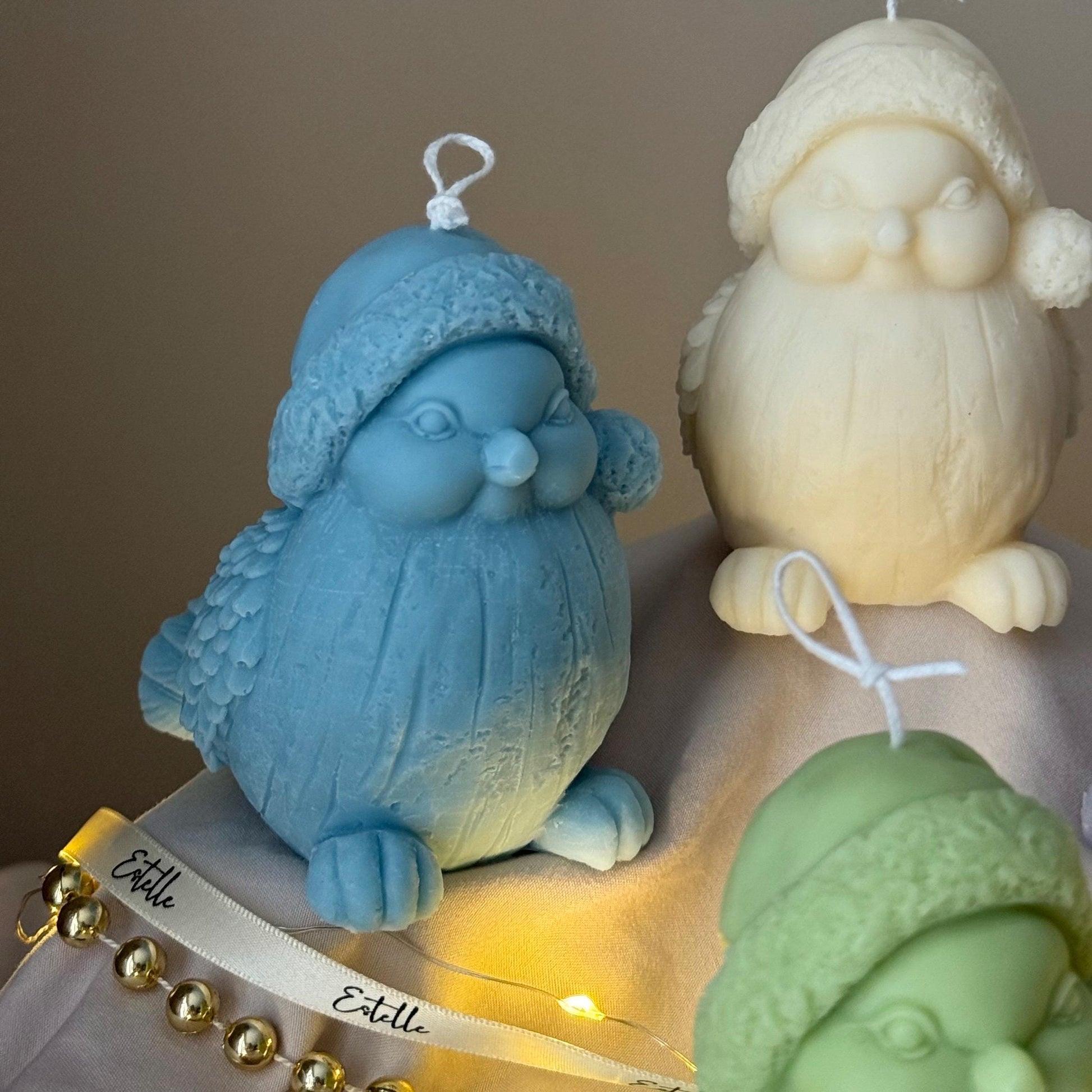 Hand Poured Christmas Bird Soy Candle: Holiday Decor Gift