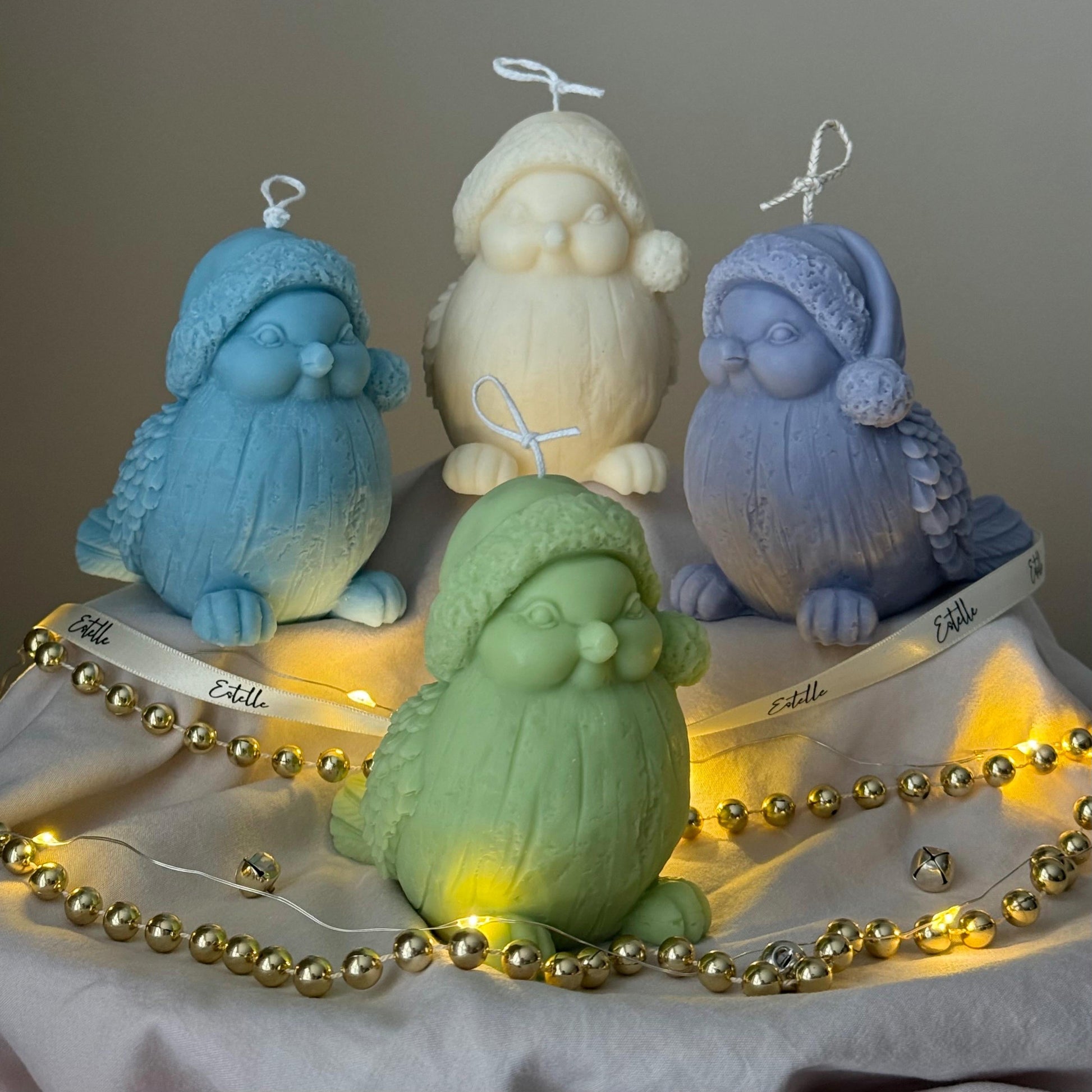 Hand Poured Christmas Bird Soy Candle: Holiday Decor Gift