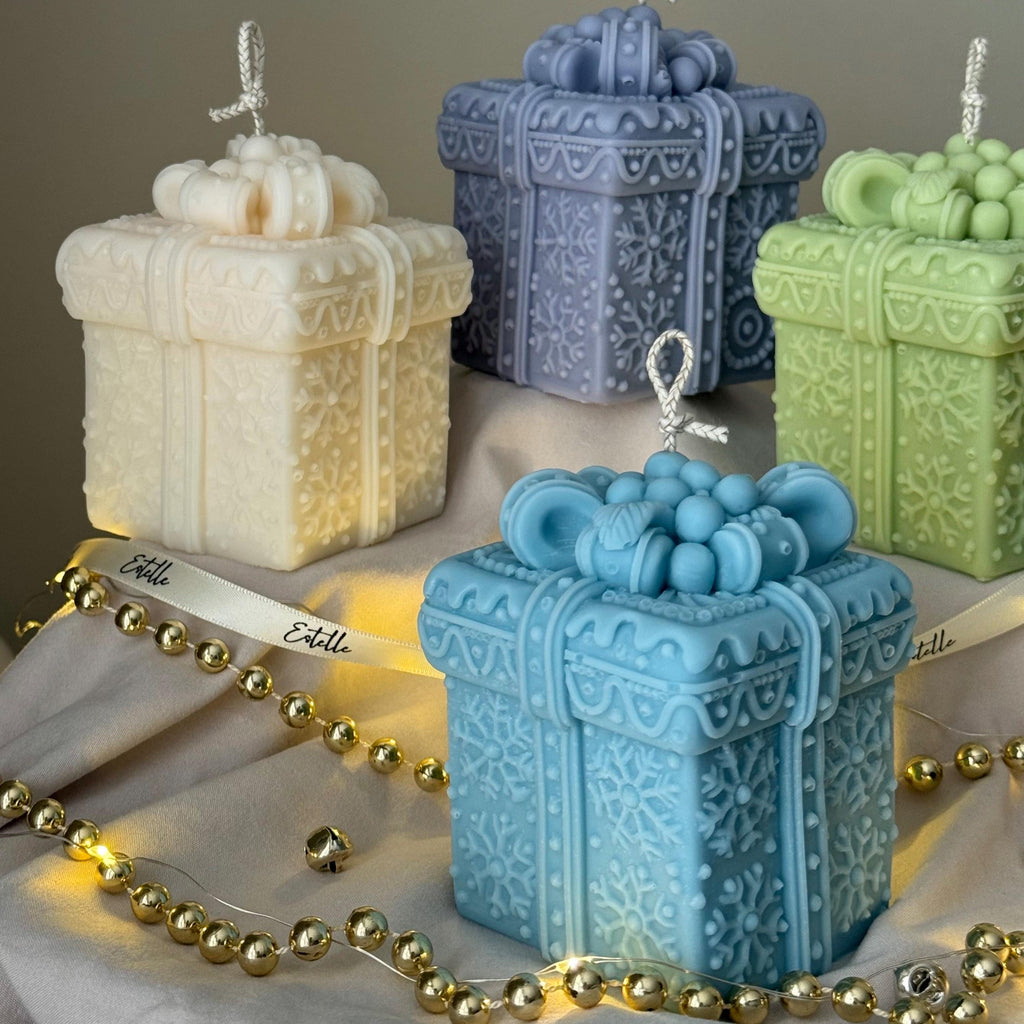 Hand Poured Soy Christmas Gift Box Candle | Festive Decor