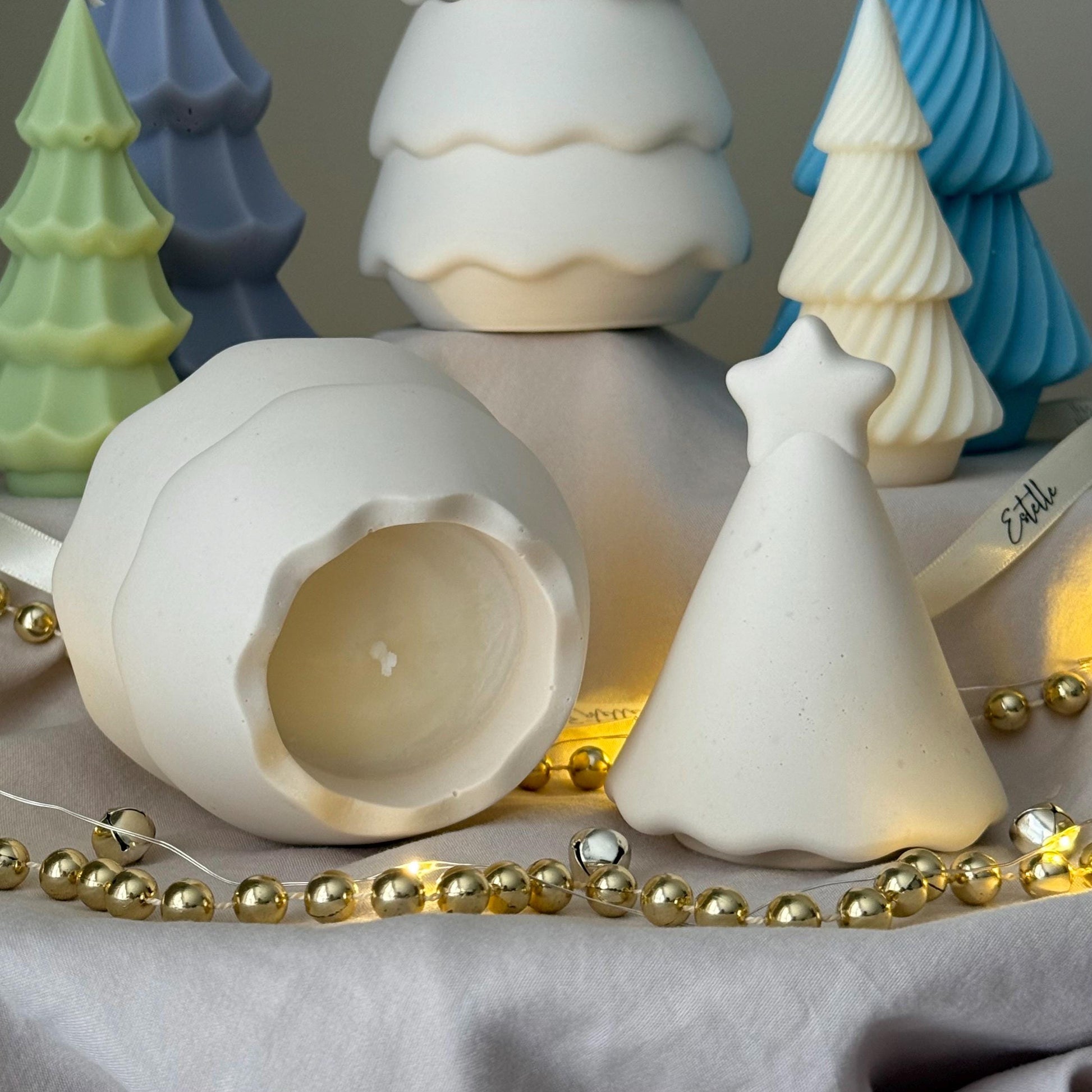 Christmas Tree Jar Soy Candle: Handmade Jesmonite Decor