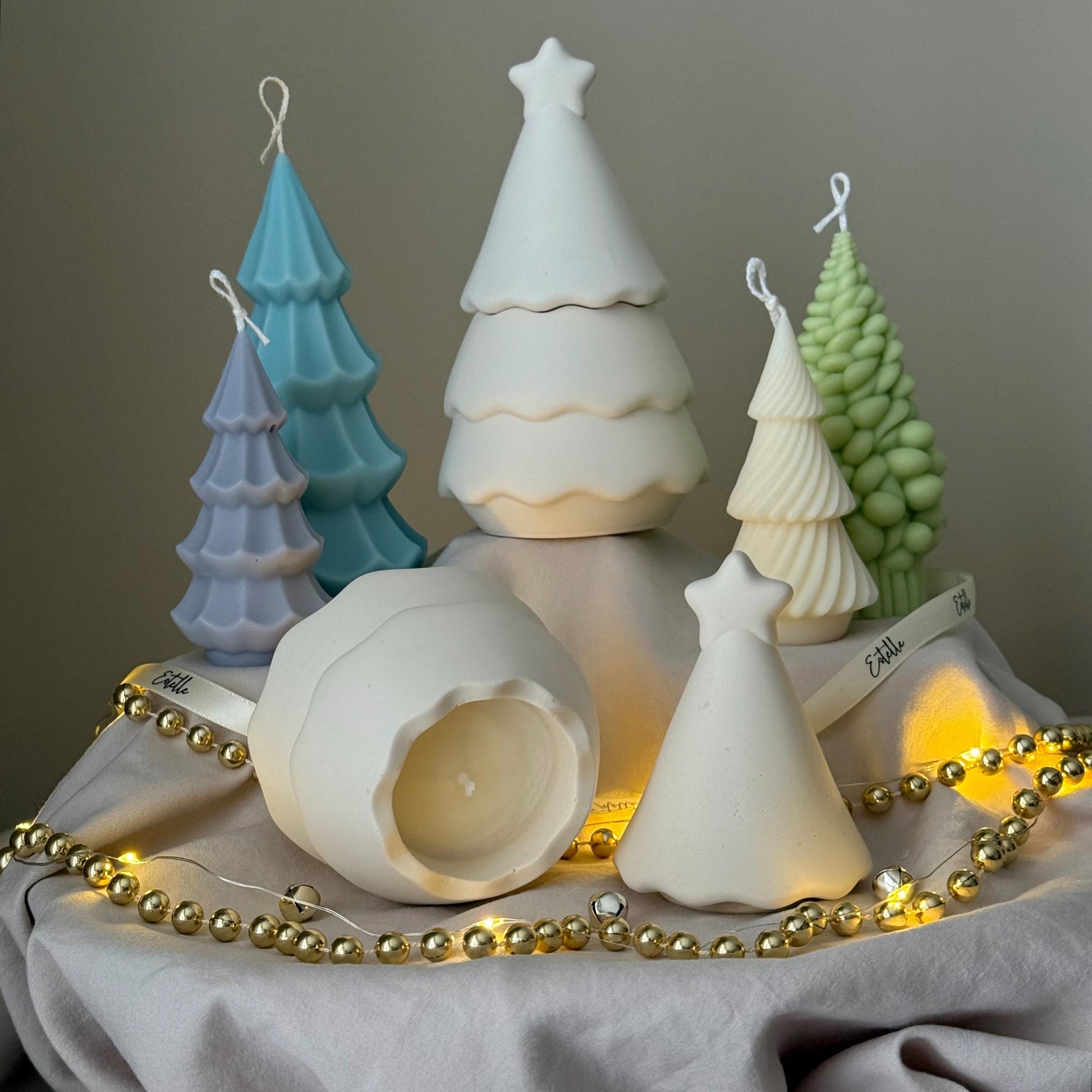 Christmas Tree Jar Soy Candle: Handmade Jesmonite Decor