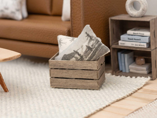 Miniature Rustic Crates | Rustic Dollhouse Decor | 1:12 Wood Crate | Farmhouse Crate