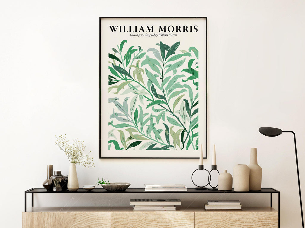 William Morris Green Leaves Cotton Print – Botanical Wall Art Poster