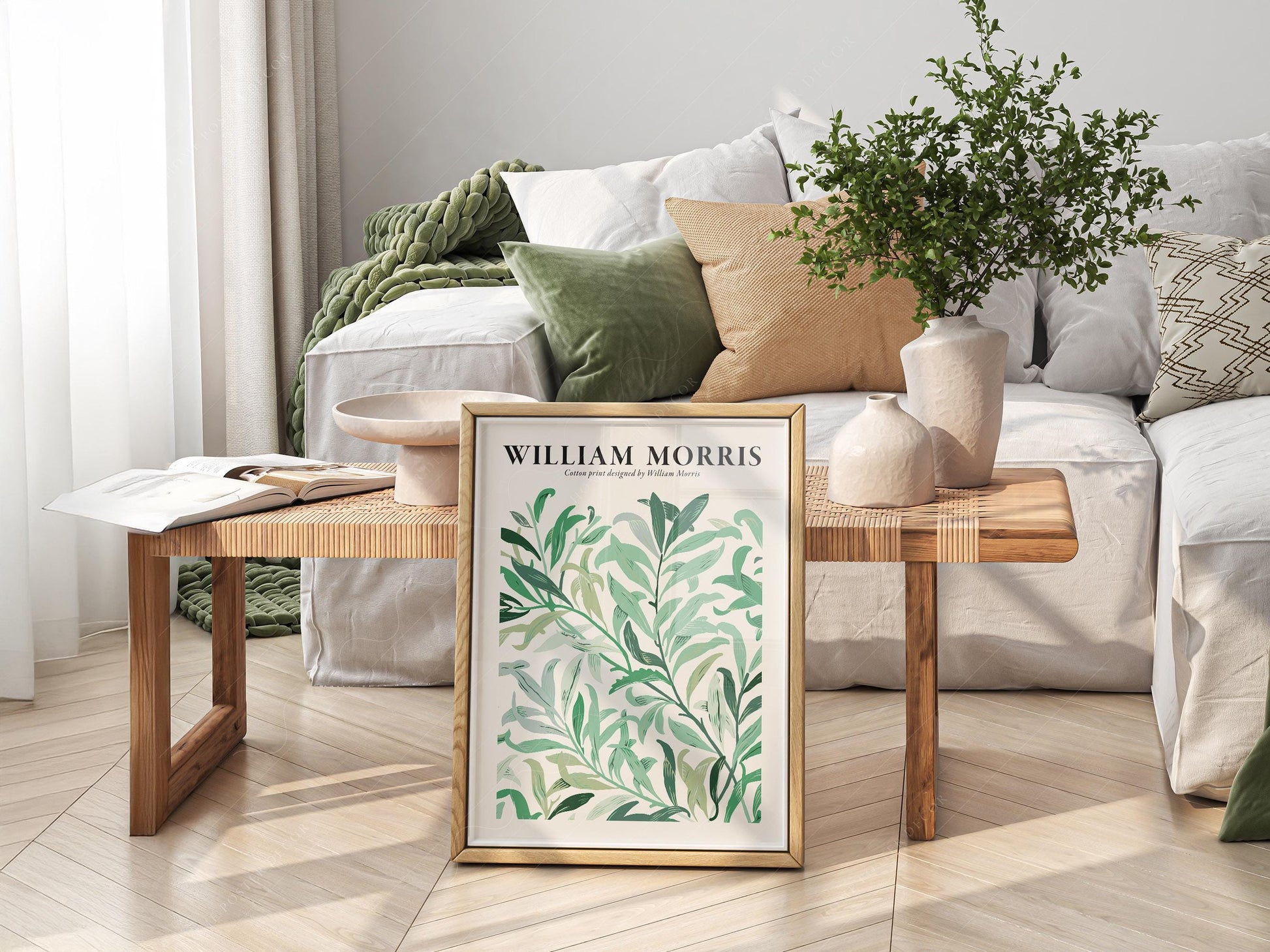 William Morris Green Leaves Cotton Print – Botanical Wall Art Poster