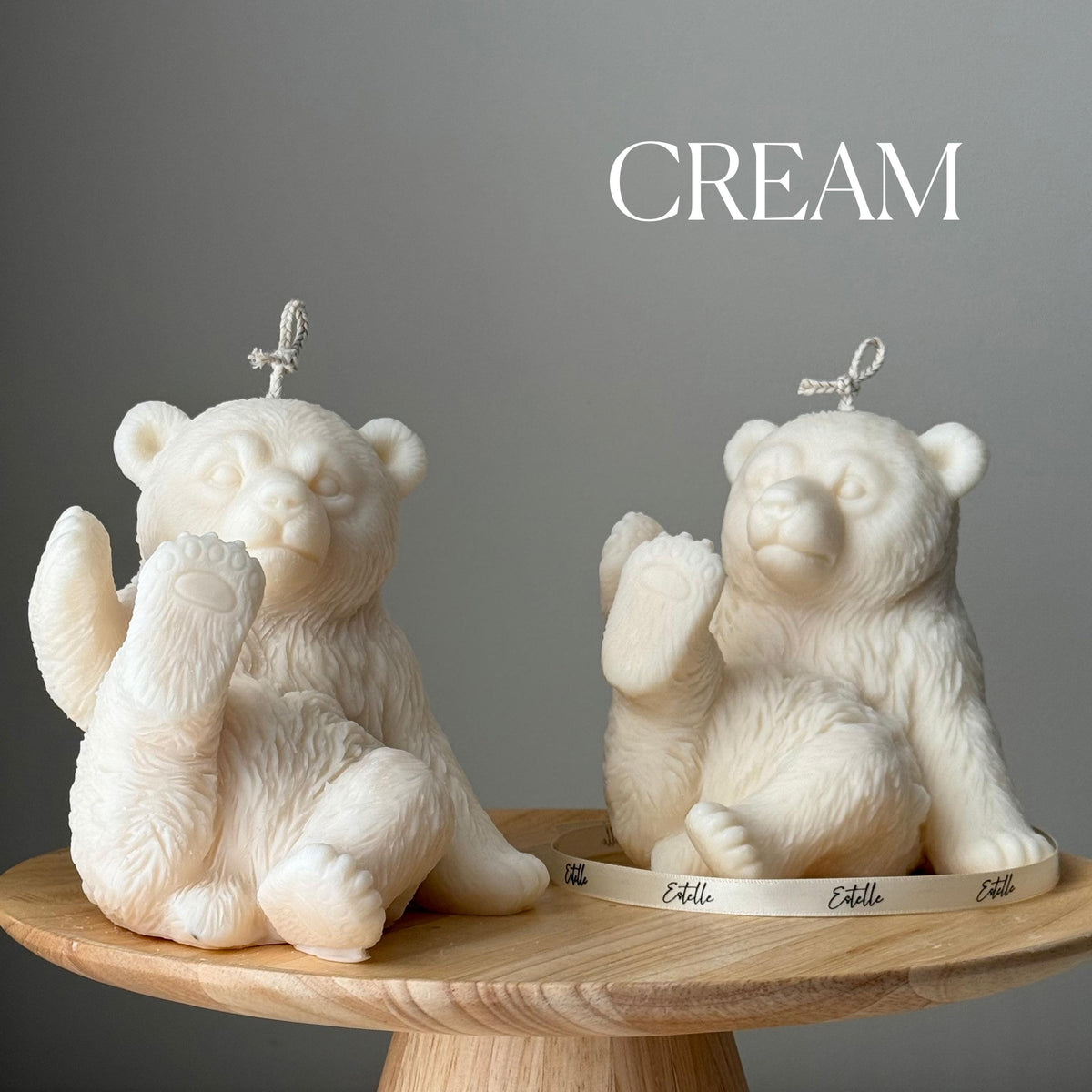 Chandelle ourson en cire de soya artisanale : cadeau animalier sculptural