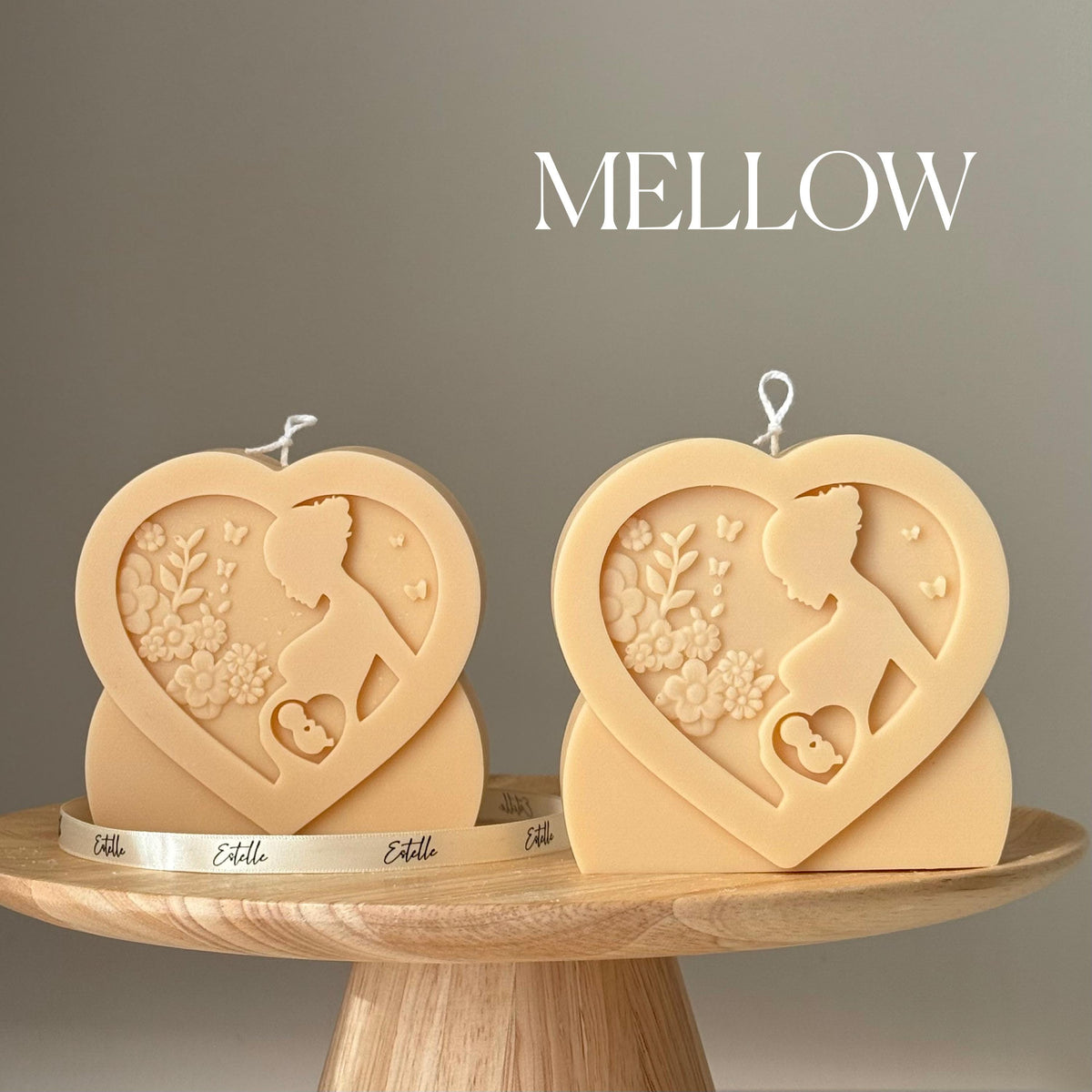 Chandelle Amour maternel en cire de soya : cadeau artistique sculptural coulé à la main