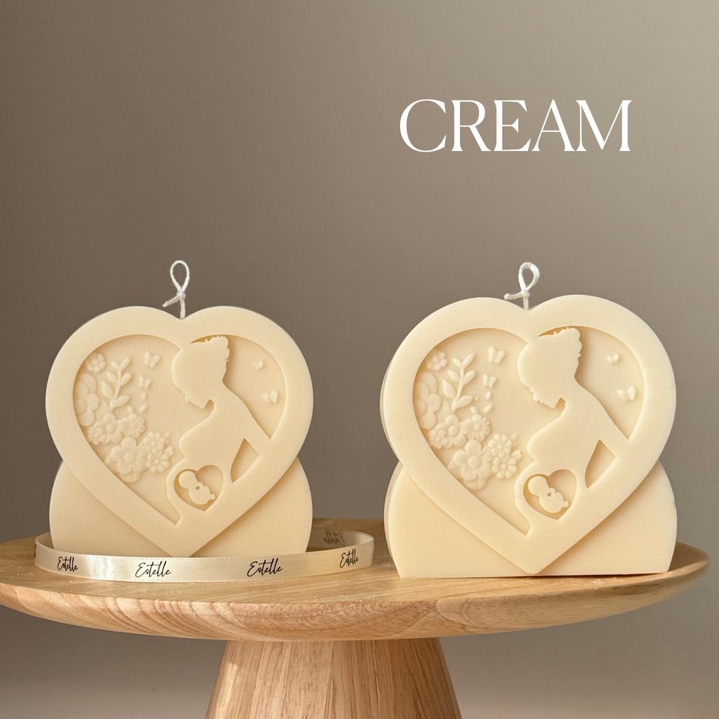Chandelle Amour maternel en cire de soya : cadeau artistique sculptural coulé à la main