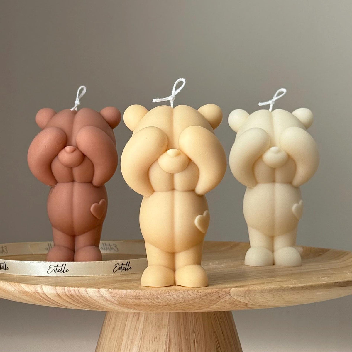 Chandelle ourson en cire de soya artisanale : décor sculptural pour la maison, cadeau pour amateur d'animaux