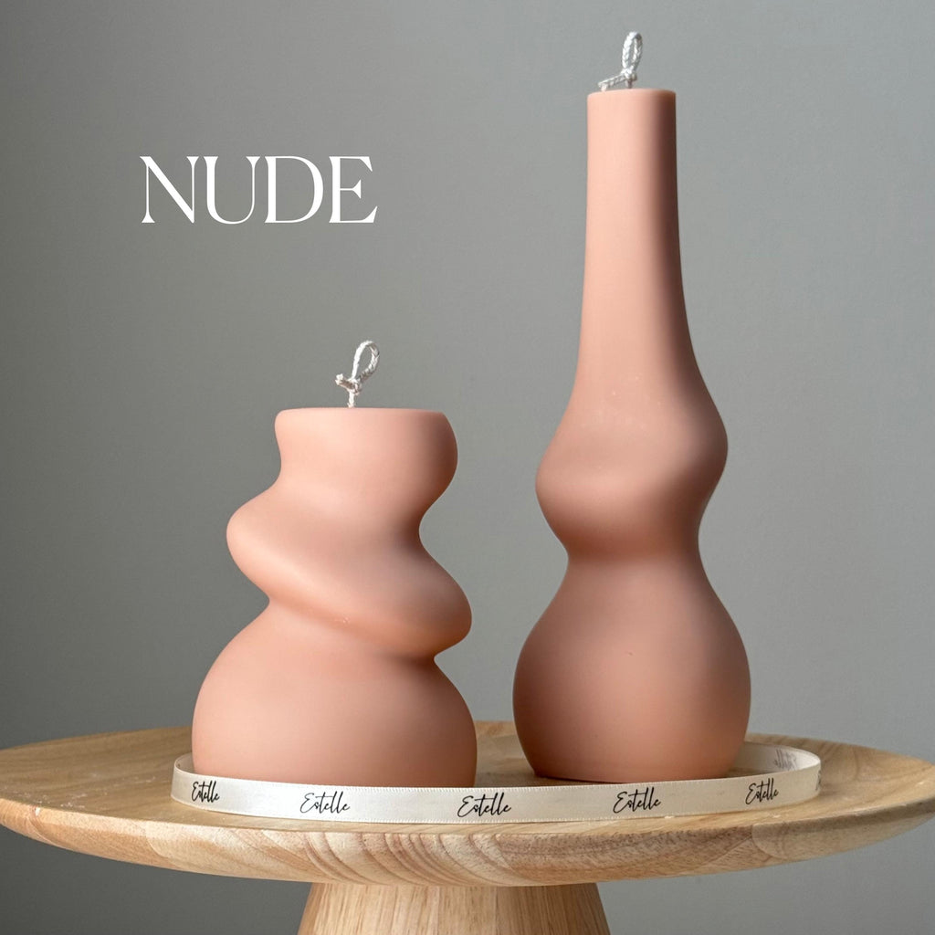 Handmade Irregular Soy Pillar Candle Duo: Sculptural Home Decor