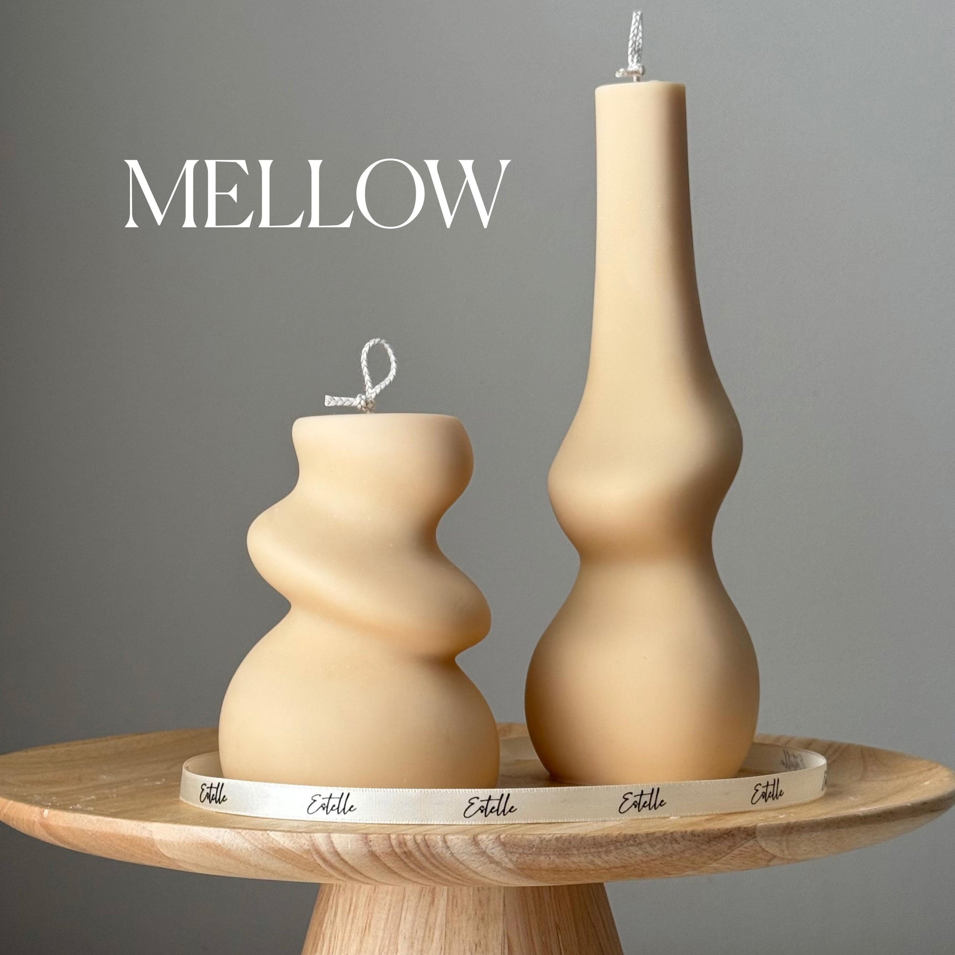 Handmade Irregular Soy Pillar Candle Duo: Sculptural Home Decor