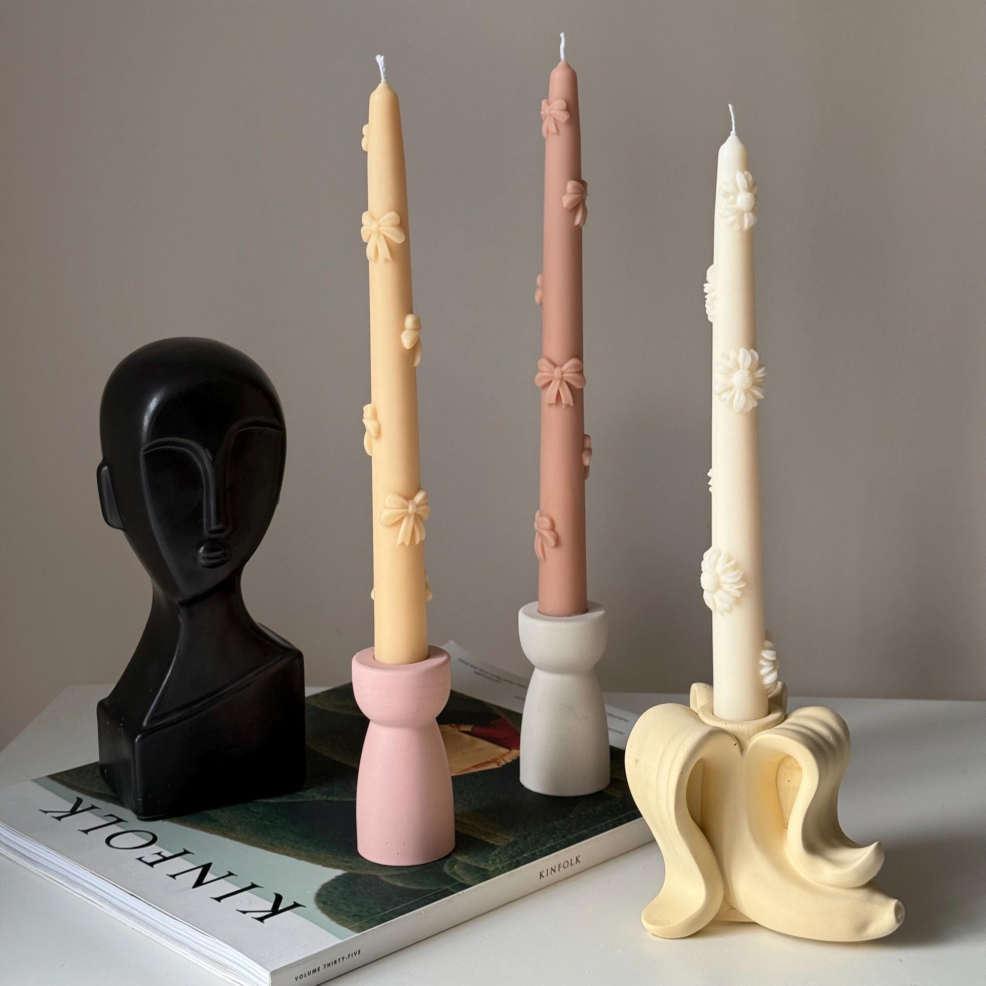 Banana Jesmonite Candlestick Holder: Handmade Taper Candle Decor