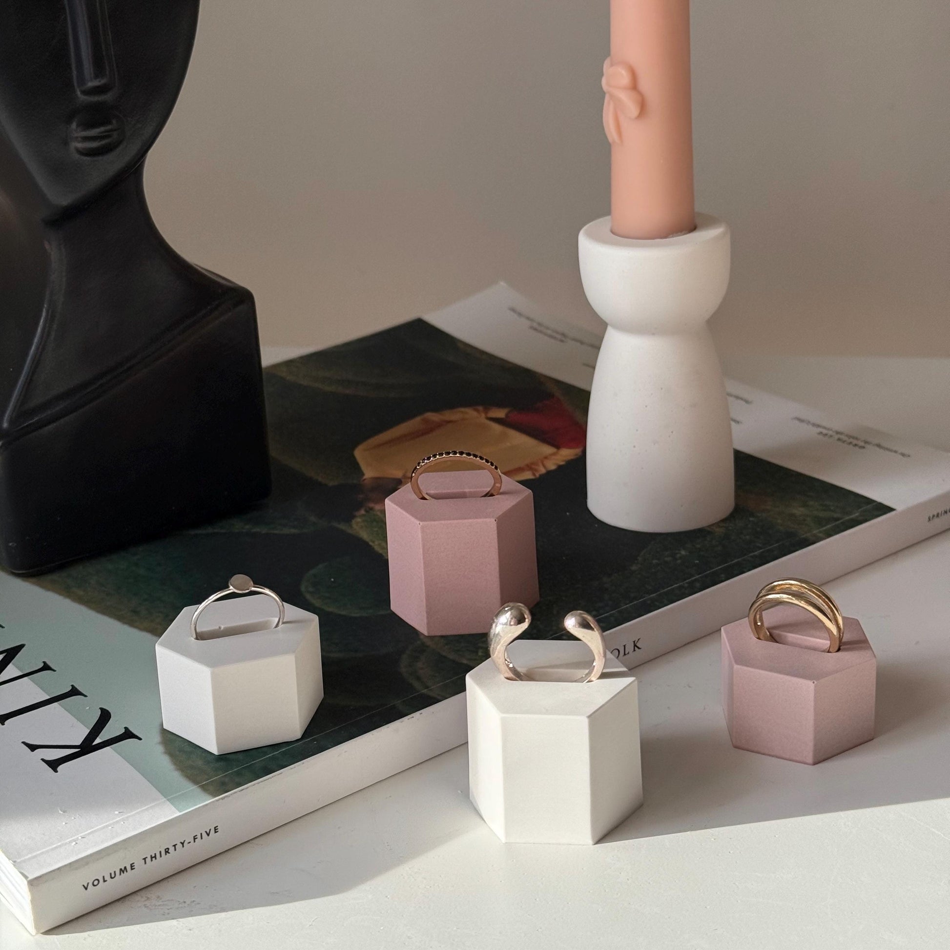 Minimalist Jesmonite Ring Holder: Scandi Home Decor