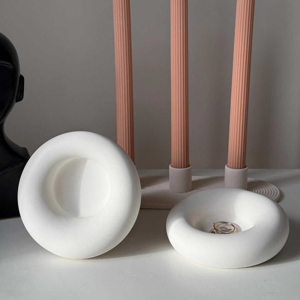 Handmade Jesmonite Round Trinket Tray: Scandi Home Decor