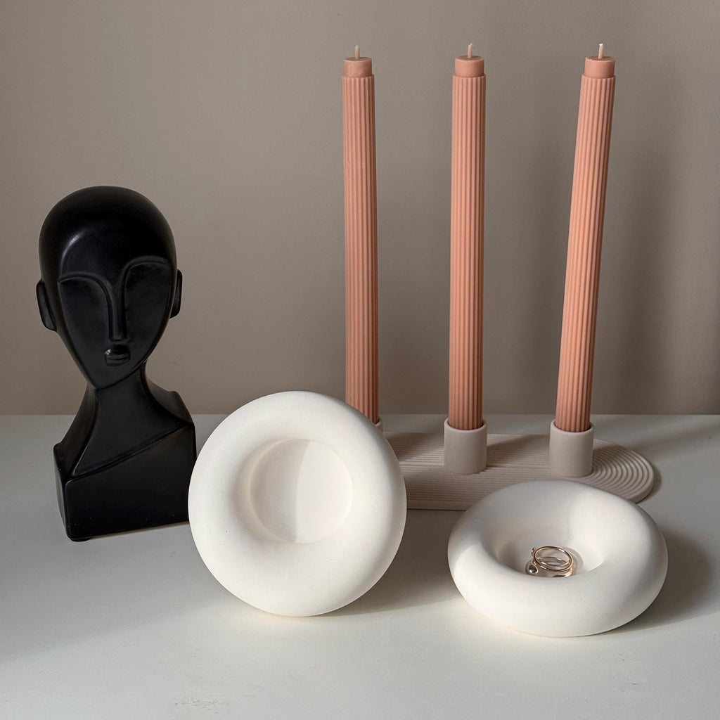Handmade Jesmonite Round Trinket Tray: Scandi Home Decor