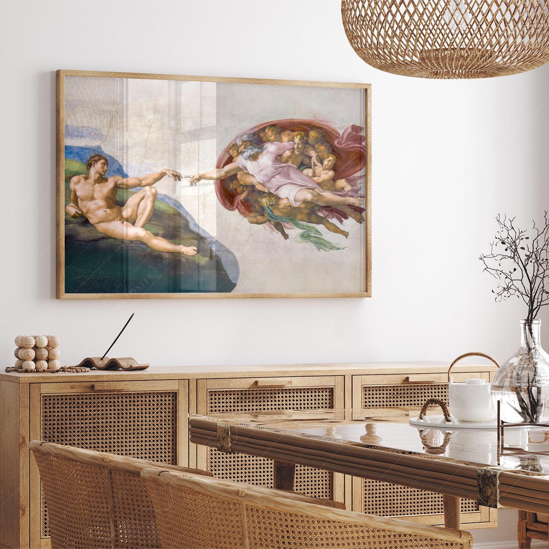 Michelangelo Creation of Adam Print – Renaissance Masterpiece Wall Art