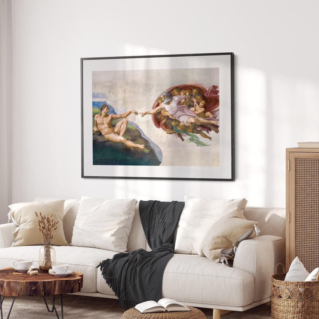 Michelangelo Creation of Adam Print – Renaissance Masterpiece Wall Art