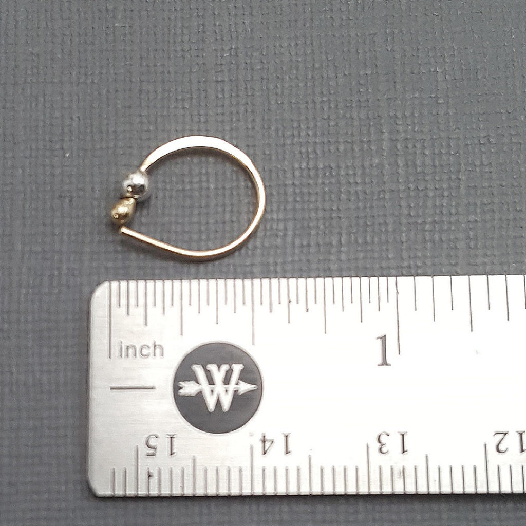 Tiny sleeper hoop earrings. 10k gold earrings. Gold and silver hoops. Tiny bead earrings. Gifts for her. Rose gold earrings. One pair