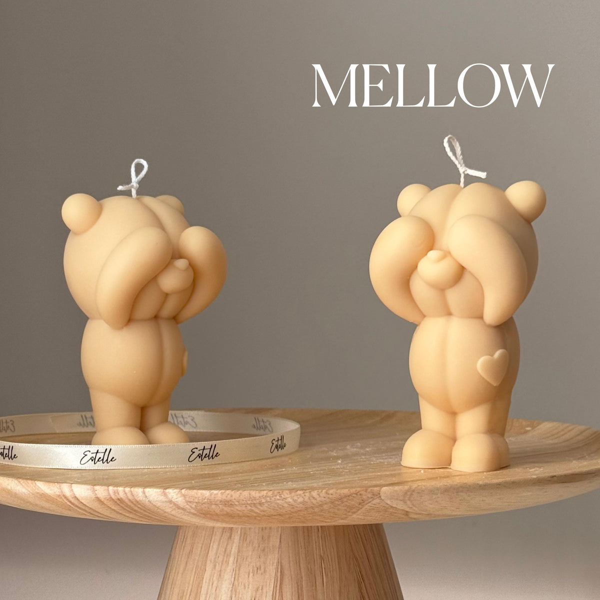Chandelle ourson en cire de soya artisanale : décor sculptural pour la maison, cadeau pour amateur d'animaux