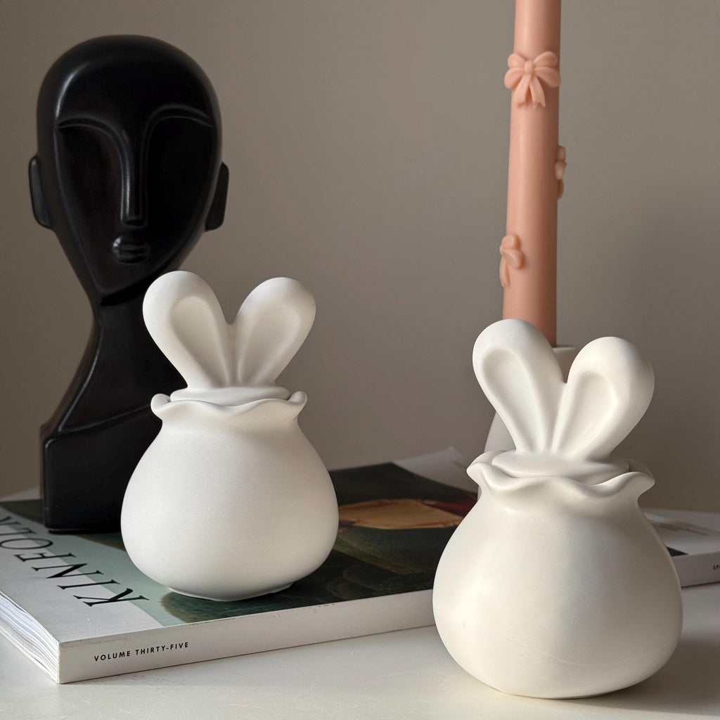 Bunny Soy Wax Candle in Jesmonite Vessel: Handmade Scented Candle