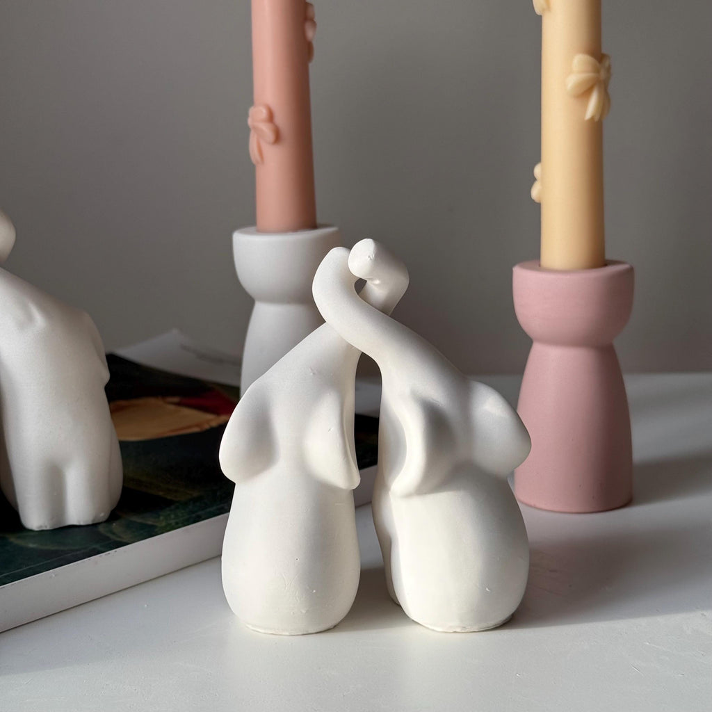 Handmade Jesmonite Elephant Couple | Stone Animal Decor