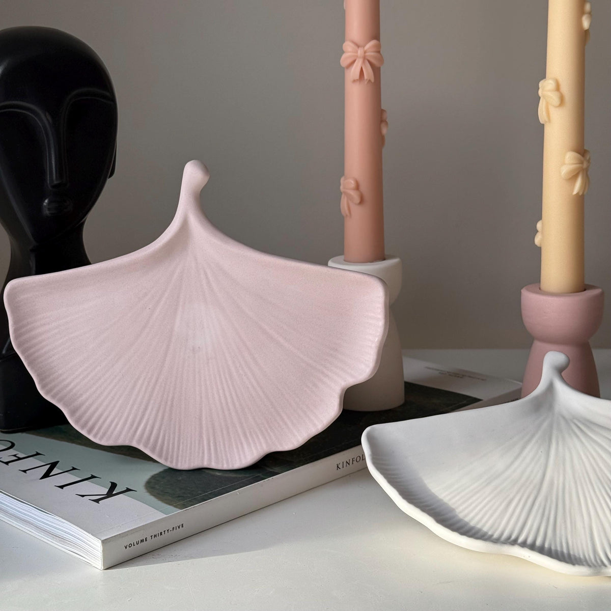 Jesmonite Leaf Tray: Scandi Jewelry Storage Dish, Desk Decor