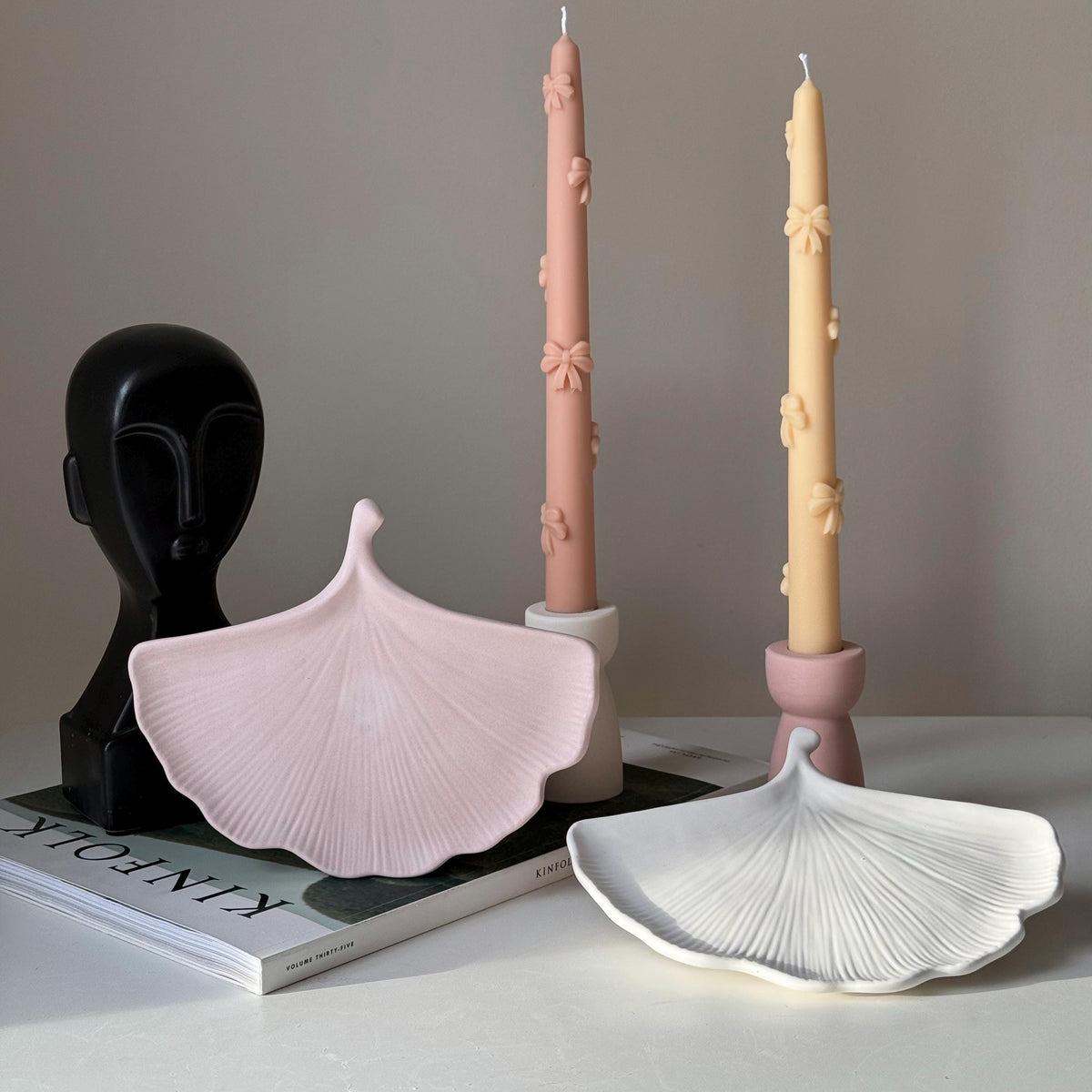 Jesmonite Leaf Tray: Scandi Jewelry Storage Dish, Desk Decor