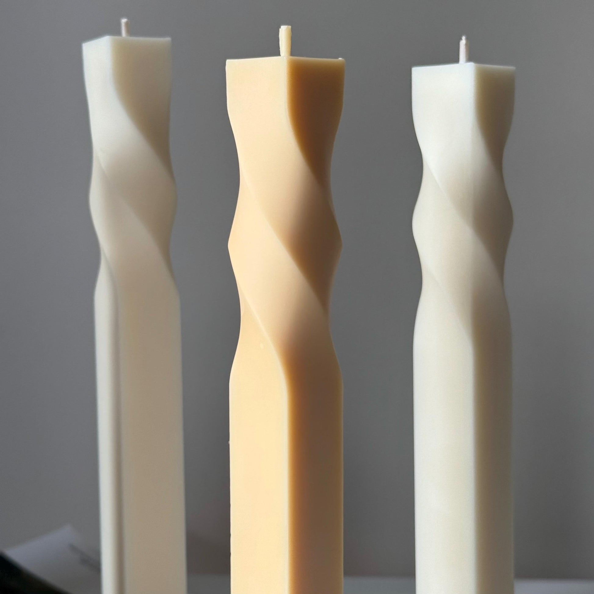 Greko Column Swirl Candle: Ribbed Soy Wax Pillar Candle