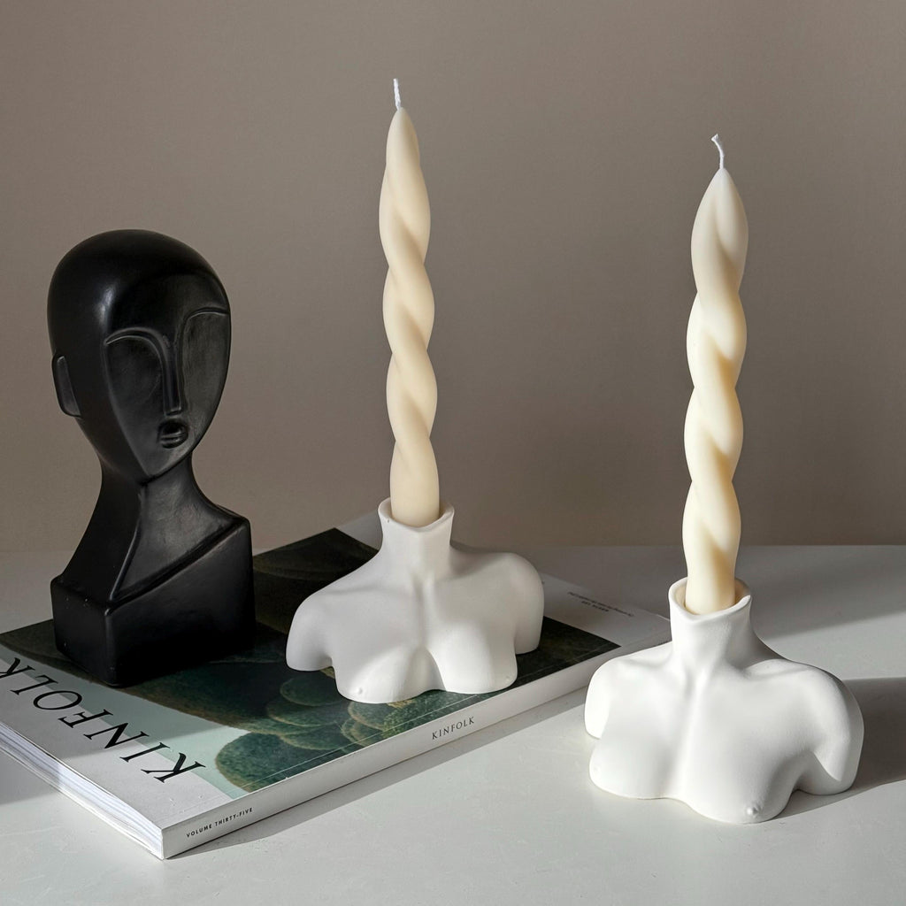Bust Candlestick Holder: Jesmonite Minimalist Home Decor