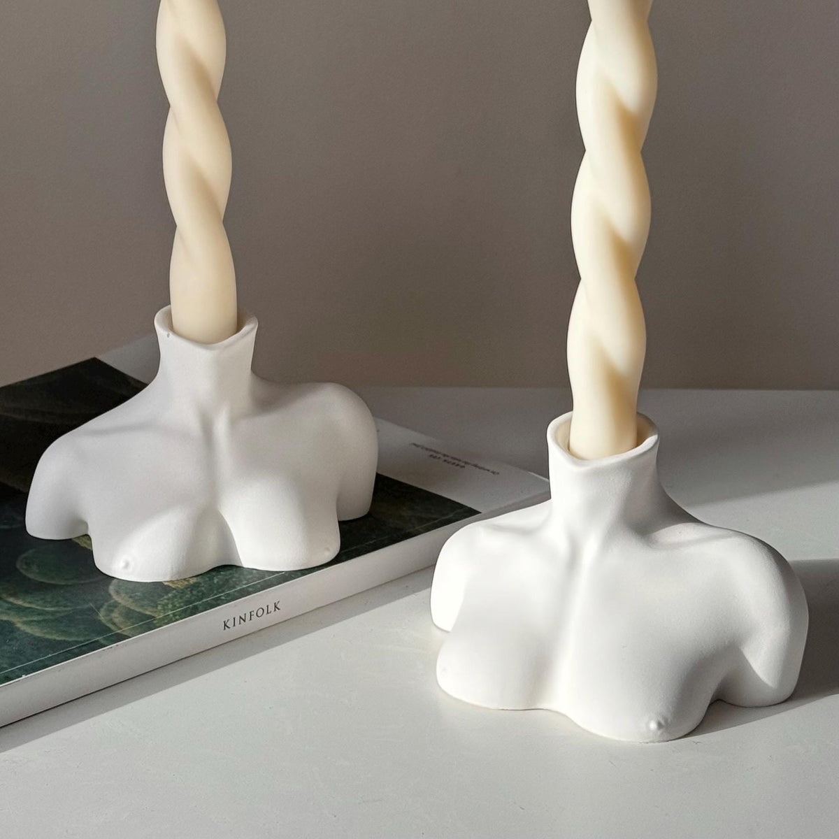 Bust Candlestick Holder: Jesmonite Minimalist Home Decor