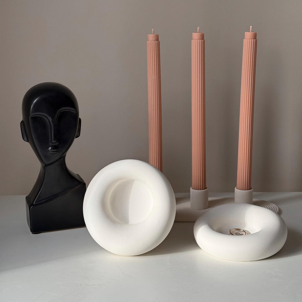 Handmade Jesmonite Round Trinket Tray: Scandi Home Decor