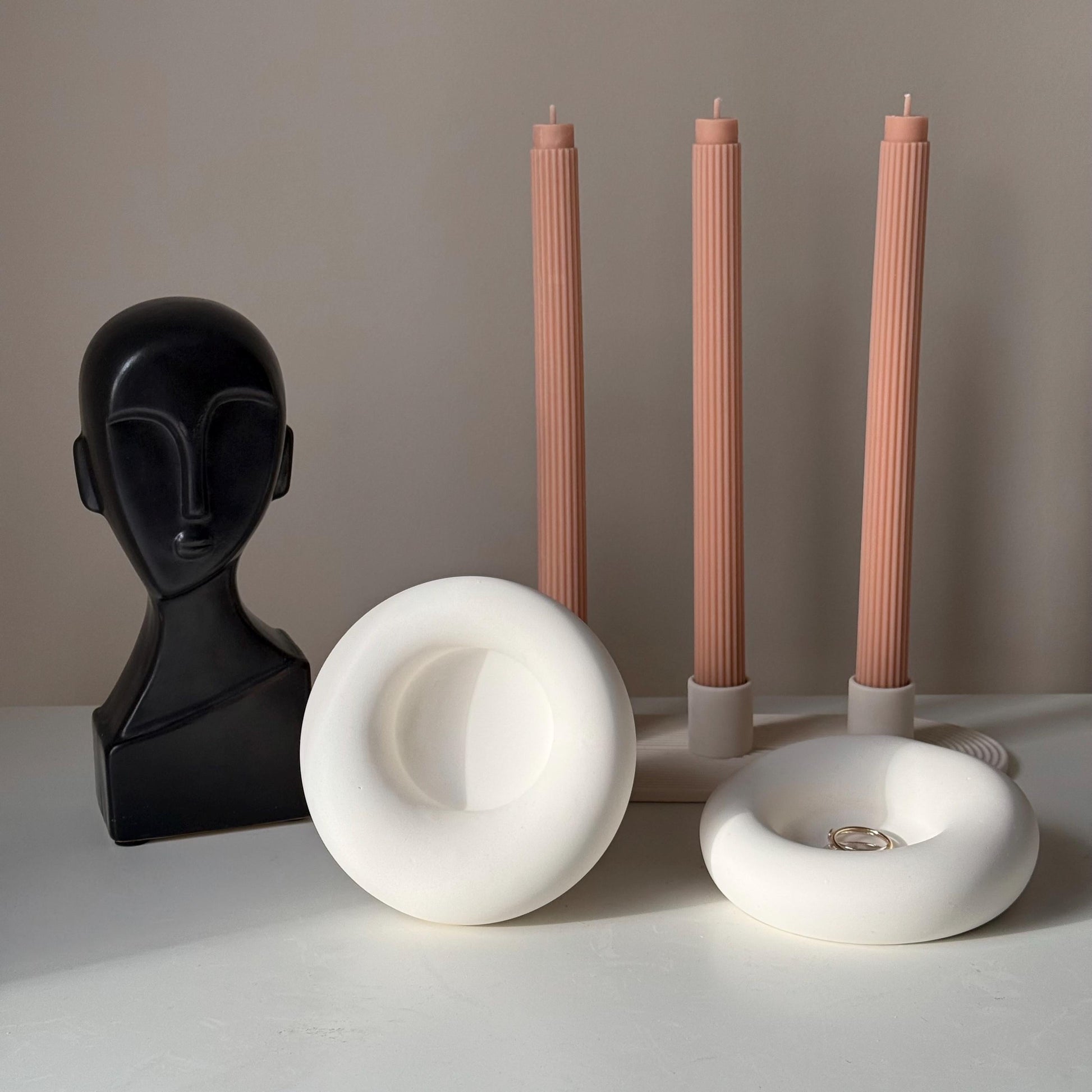 Handmade Jesmonite Round Trinket Tray: Scandi Home Decor