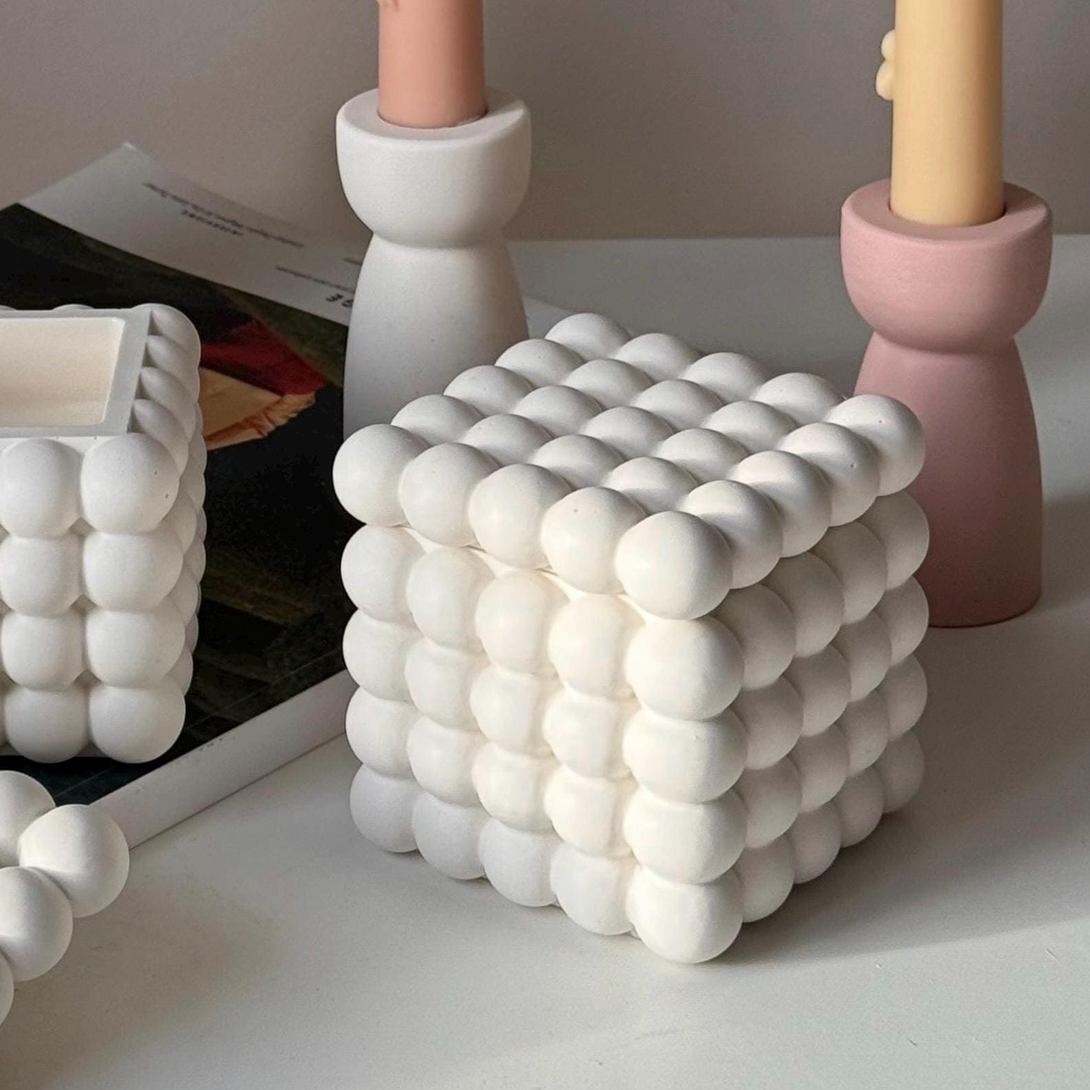 Bubble Jar Soy Wax Candle | Jesmonite Vessel, Handmade
