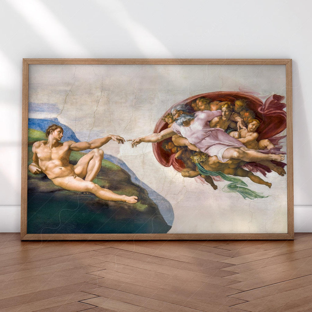 Michelangelo Creation of Adam Print – Renaissance Masterpiece Wall Art