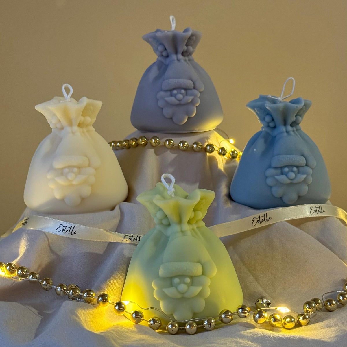 Bougie de soja Sac du Père Noël | Déco de Noël coulée à la main
