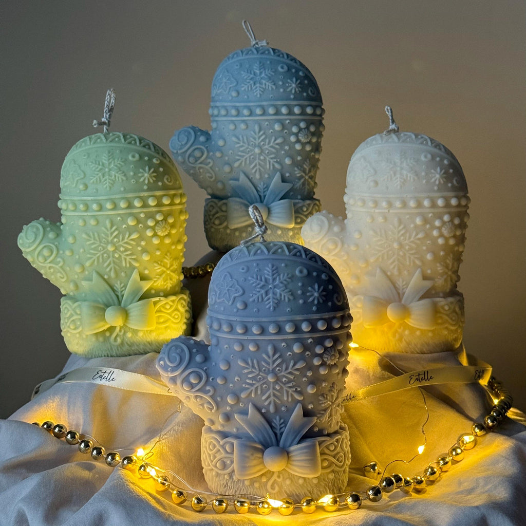 Hand Poured Christmas Mitten Candle: Festive Soy Decor