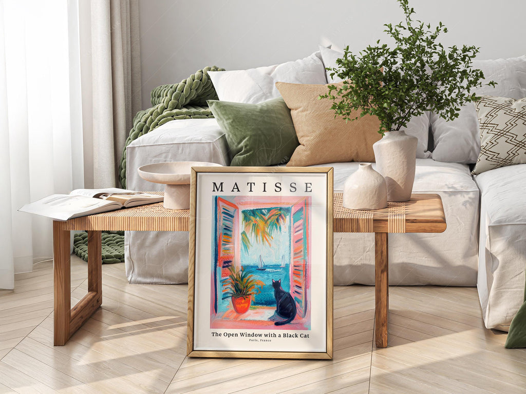 Matisse Inspired - The Open Window with a Black Cat Print – Colorful Wall Art
