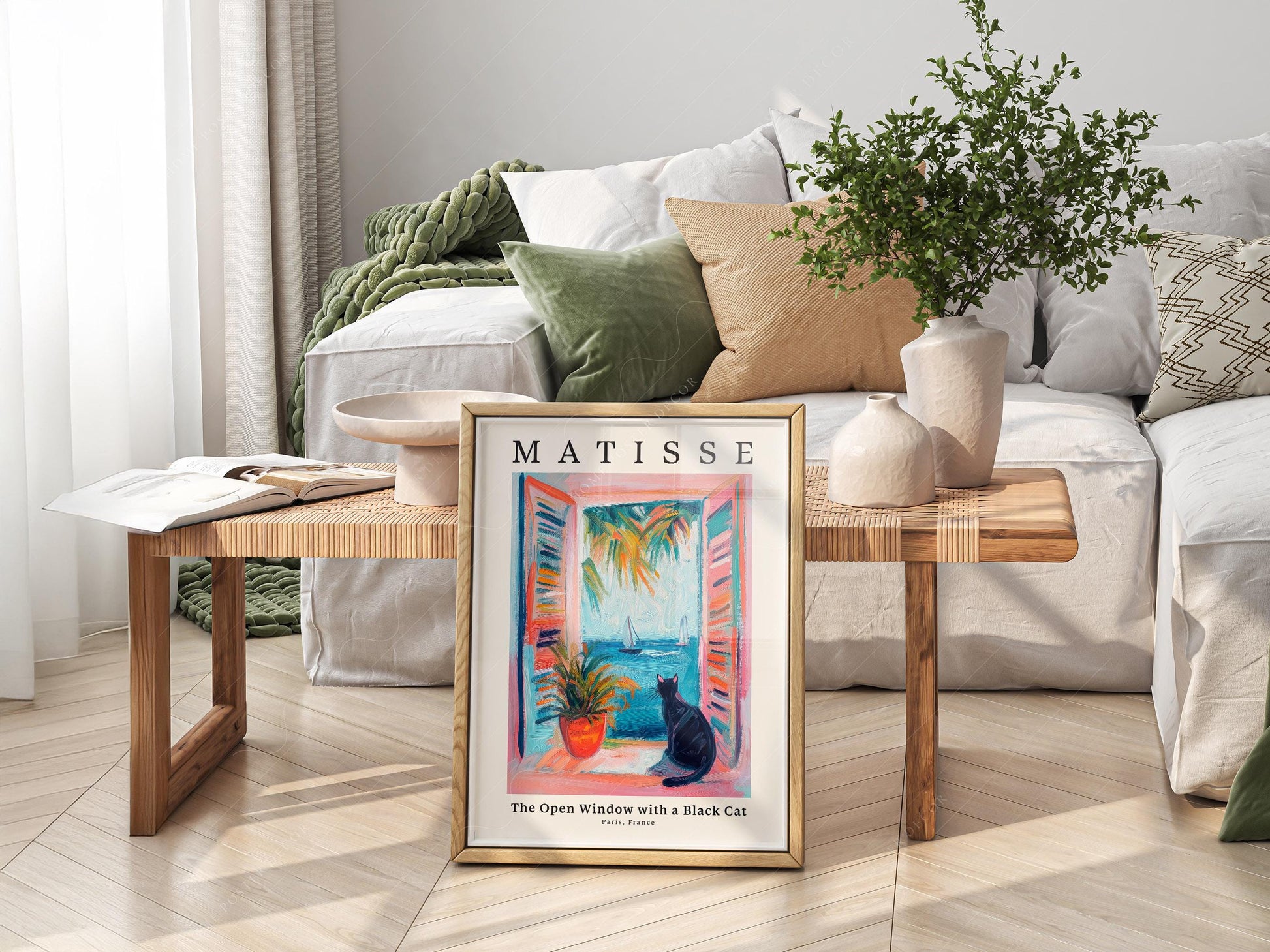 Matisse Inspired - The Open Window with a Black Cat Print – Colorful Wall Art