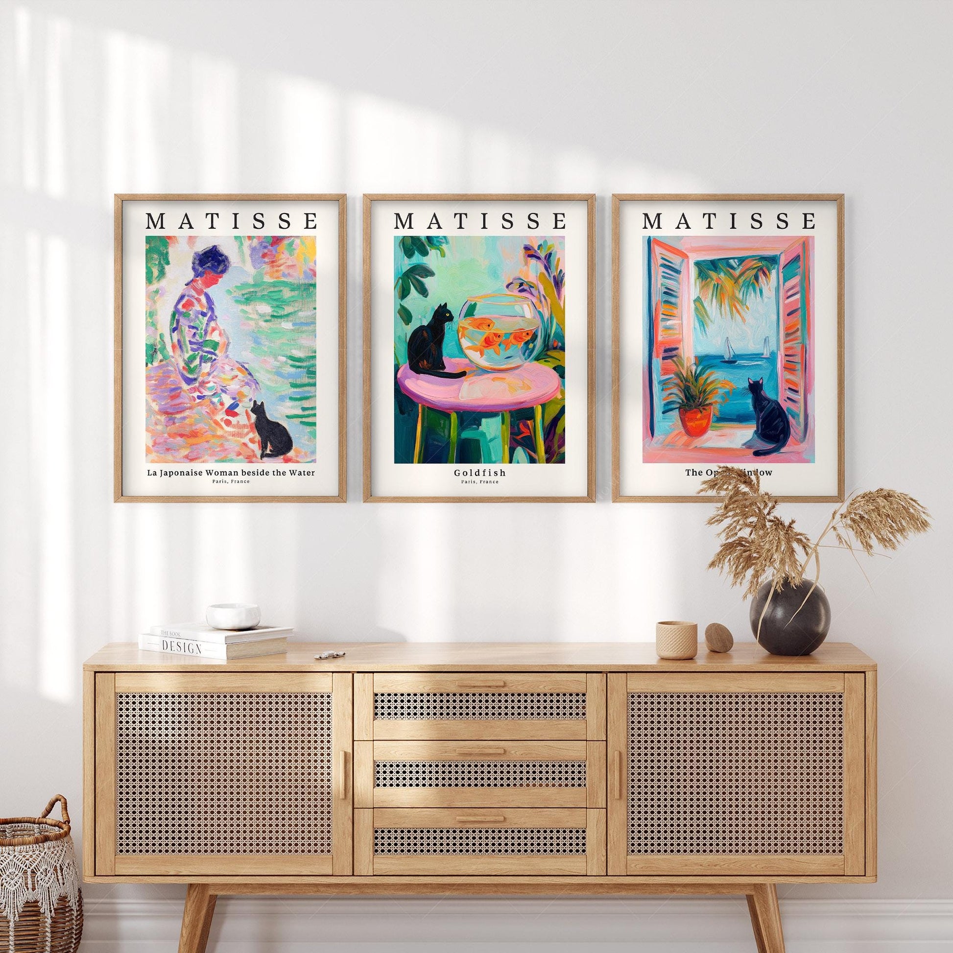 Matisse Black Cat Art Print Set of 3 – Colorful Wall Art Poster Collection