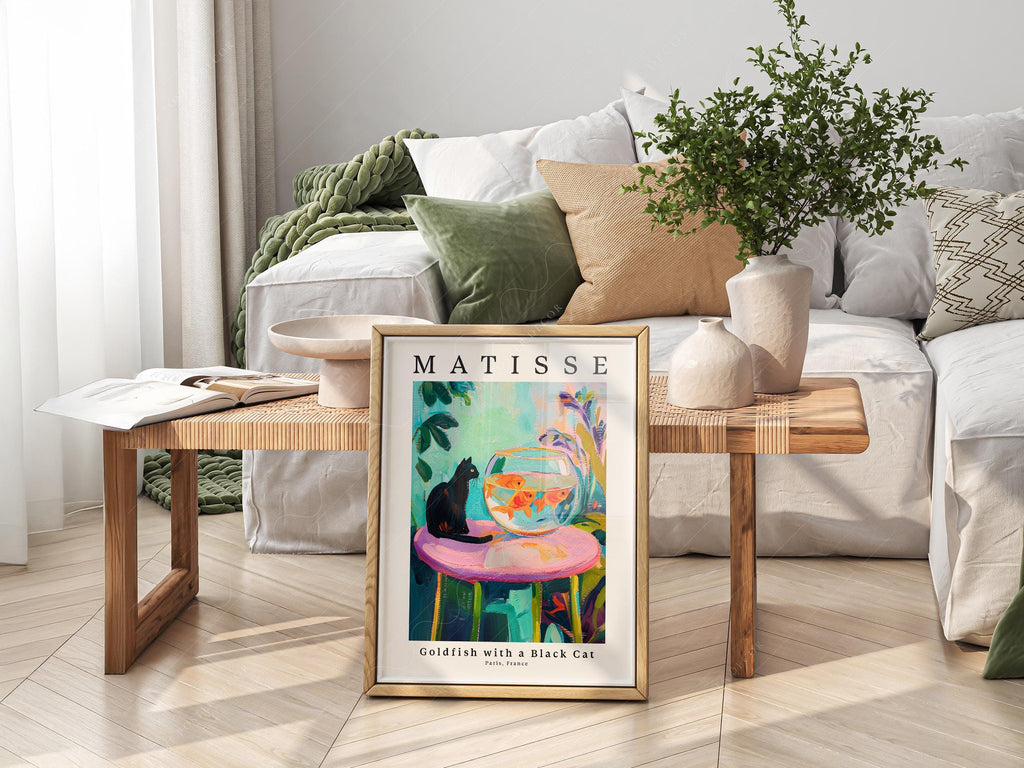Henri Matisse Goldfish with a Black Cat Print – Colorful Wall Art Poster