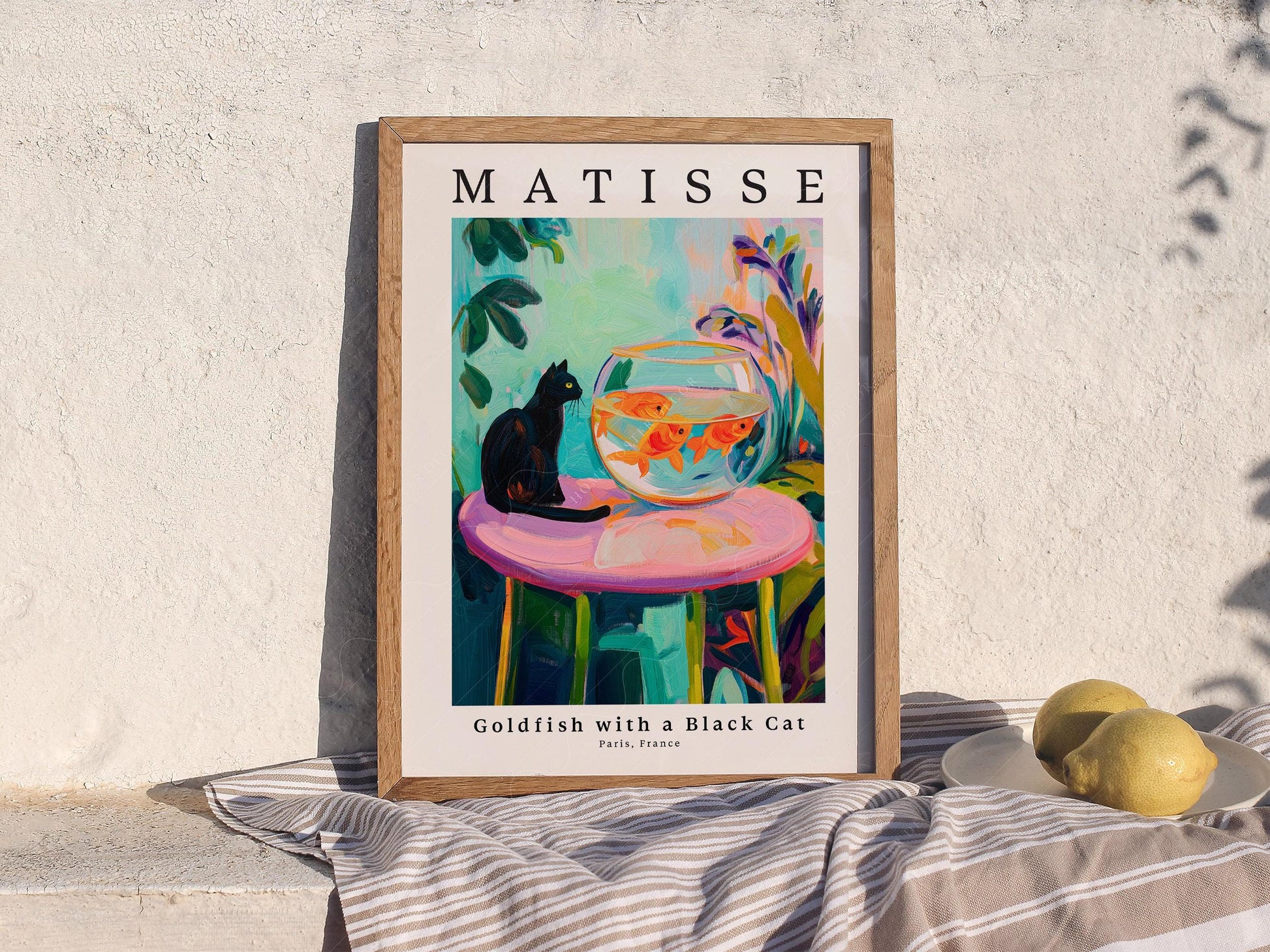 Henri Matisse Goldfish with a Black Cat Print – Colorful Wall Art Poster