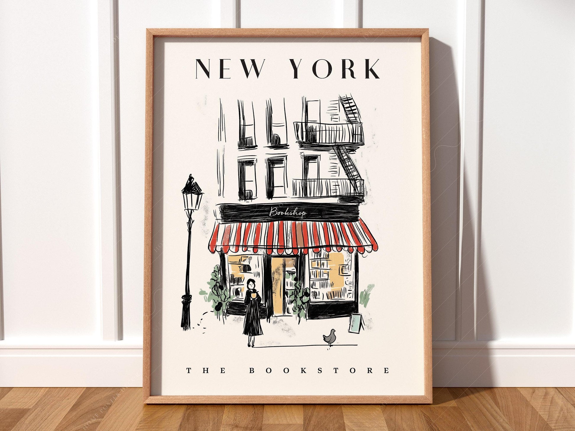 Bookstore Art Print Set – NYC Barcelona Amsterdam Travel Poster Collection