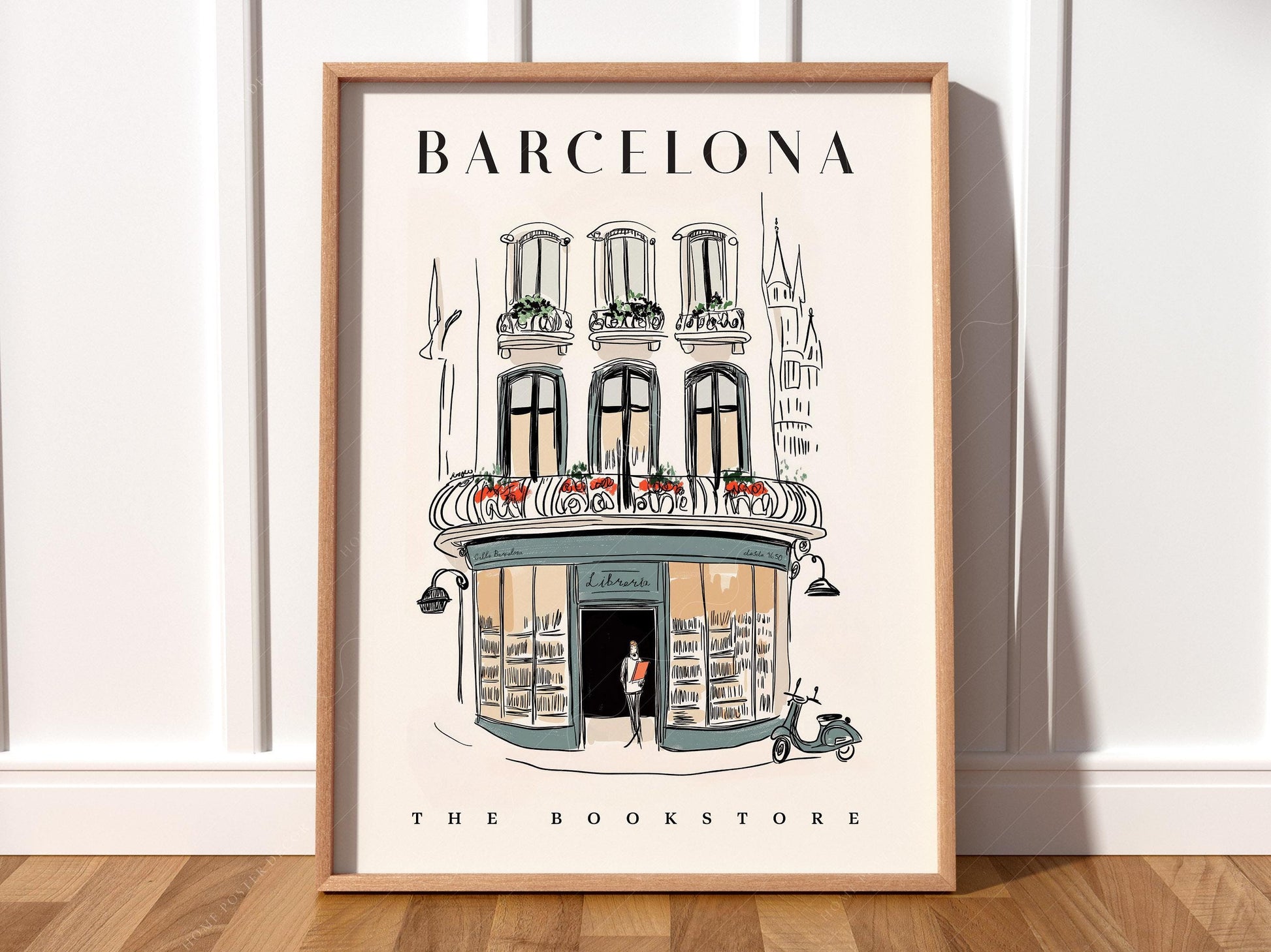 Bookstore Art Print Set – NYC Barcelona Amsterdam Travel Poster Collection