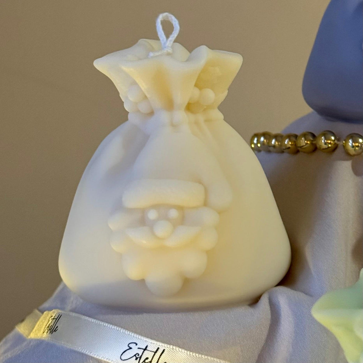 Bougie de soja Sac du Père Noël | Déco de Noël coulée à la main