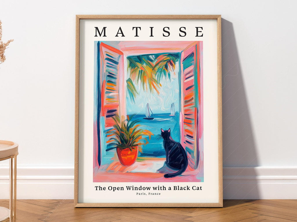 Matisse Inspired - The Open Window with a Black Cat Print – Colorful Wall Art