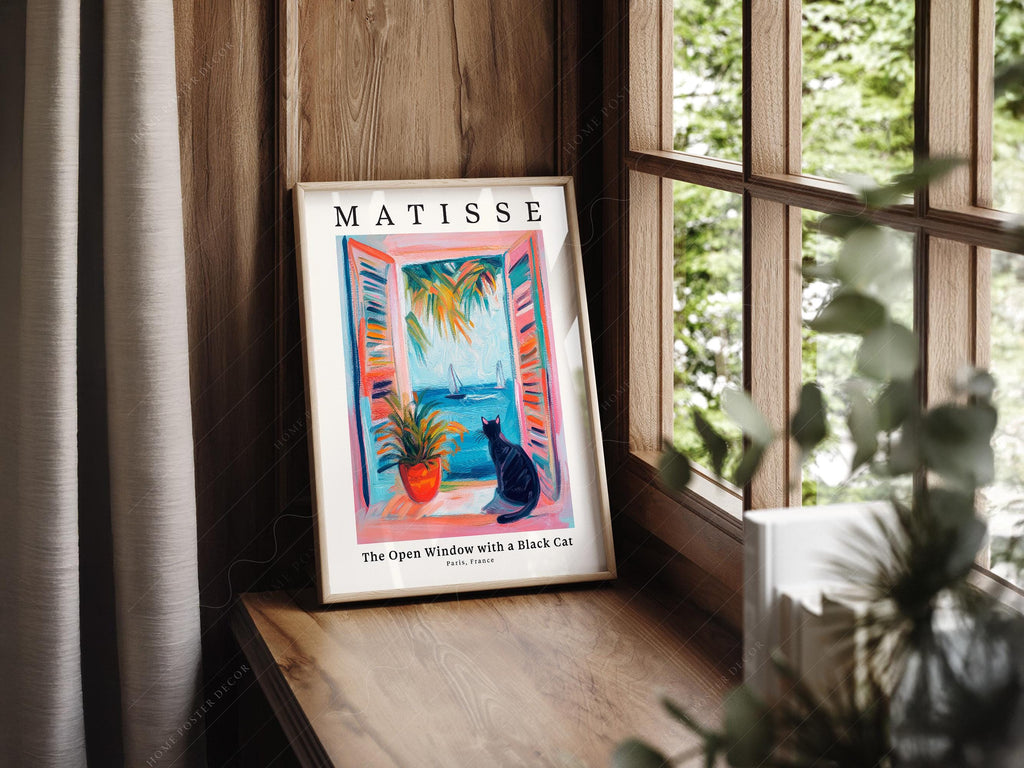 Matisse Inspired - The Open Window with a Black Cat Print – Colorful Wall Art